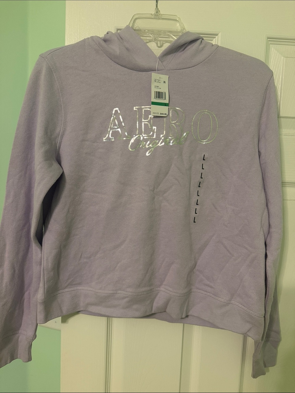 Aeropostale Pastel Lavender Hoodie with Metallic Logo - Women's
